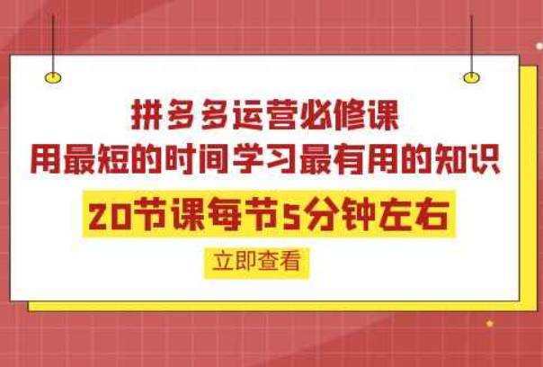 拼多多运营必修课：20节每节课5分钟左右，用最短的时间学习最有用的知识