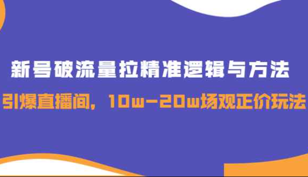 新号破流量拉精准逻辑与方法，引爆直播间，10w-20w场观正价玩法