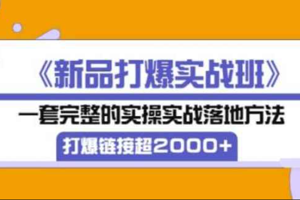 《新品打爆实战班》一套完整的实操实战落地方法，打爆链接超2000+（38节课)