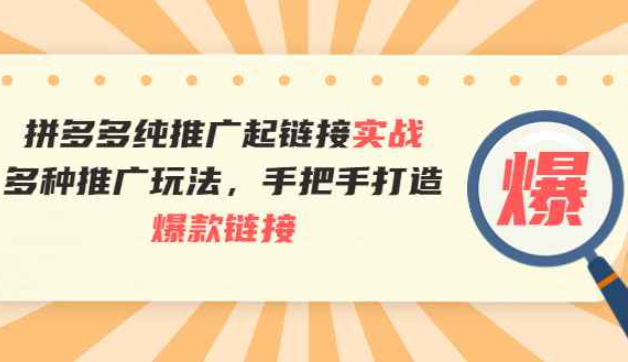 拼多多纯推广起链接实战：多种推广玩法，手把手打造爆款链接（拼多多怎么推广链接）