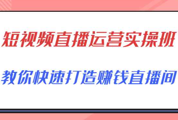 短视频直播运营实操班，直播带货精细化运营实操，教你快速打造赚钱直播间