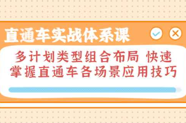 直通车实战体系课：多计划类型组合布局 快速掌握直通车各场景应用技巧