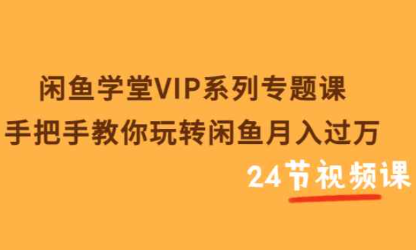 闲鱼学堂VIP系列专题课：手把手教你玩转闲鱼月入过万（共24节视频课）