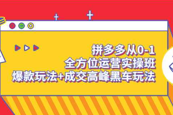 拼多多从0-1全方位运营实操班：爆款玩法+成交高峰黑车玩法（价值1280）