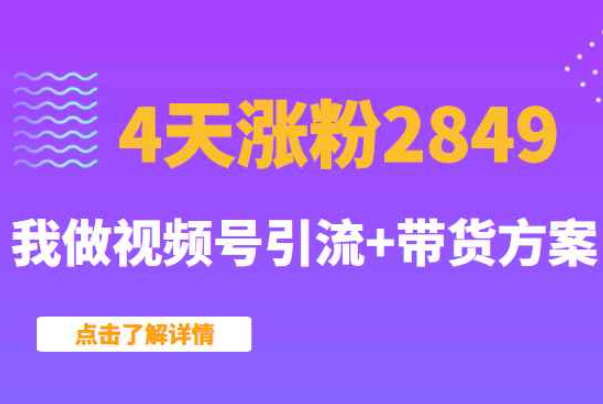 某公众号付费文章：4天涨粉2849，我做视频号引流+带货方案（公众号打赏引流）