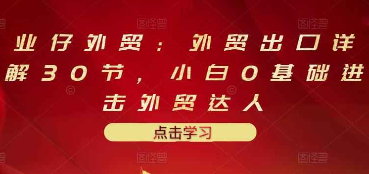 外贸出口详解课程：小白进击外贸达人，30节价值666元（外贸知识课堂）