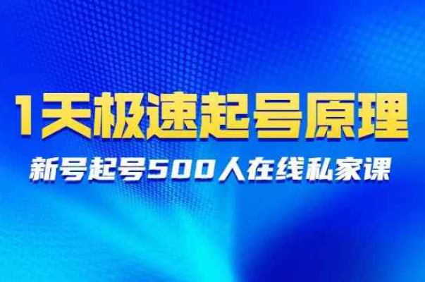 新号起号500人在线私家课，1天极速起号原理/策略/步骤拆解（最新）