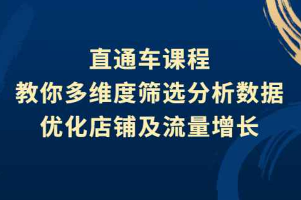 直通车课程，教你多维度筛选分析数据，优化店铺及流量增长